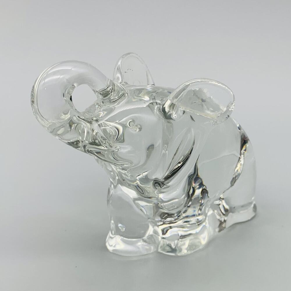 Crystal Elephant Clear Art Glass Paperweight Made in SWEDEN - Vintage Reijmyre